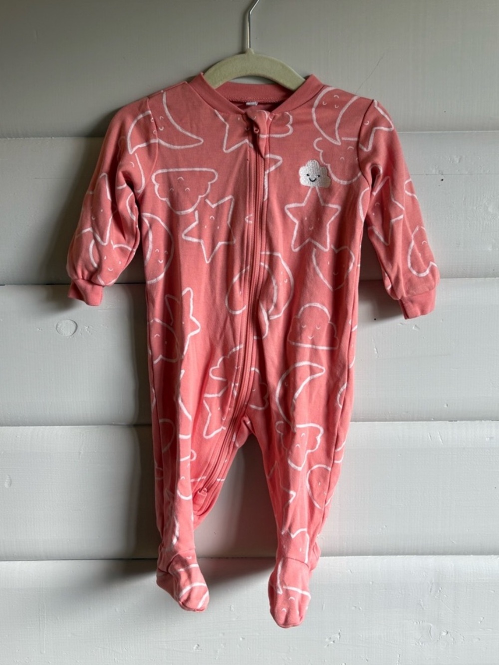 3/$25 Pekkle Organic Cotton Pink Moon & Stars Footed Sleeper 6M Baby Girls